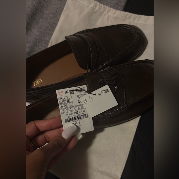 Zara Dark Brown Leather Slip-On Loafers - Picture 3 of 3
